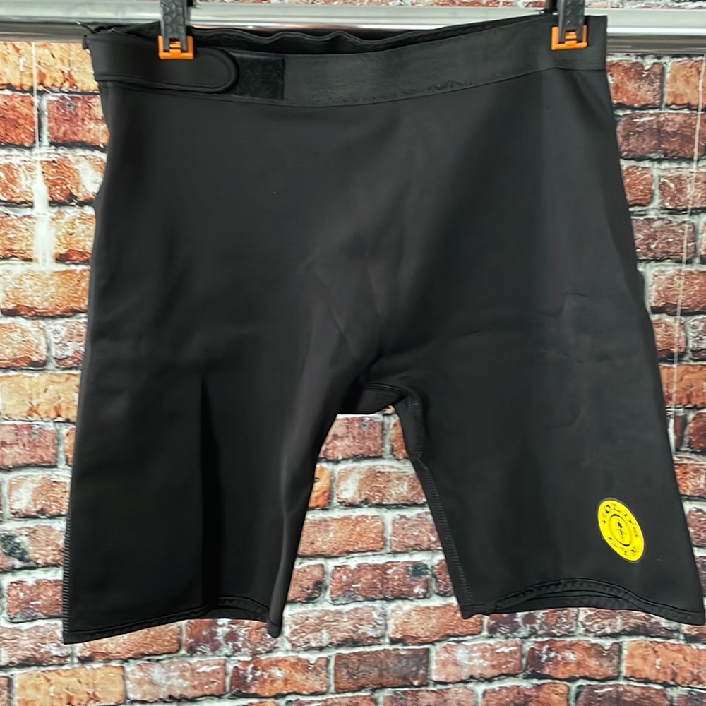 Gold’s Gym men’s weight lifting neoprene adjustable shorts black medium large